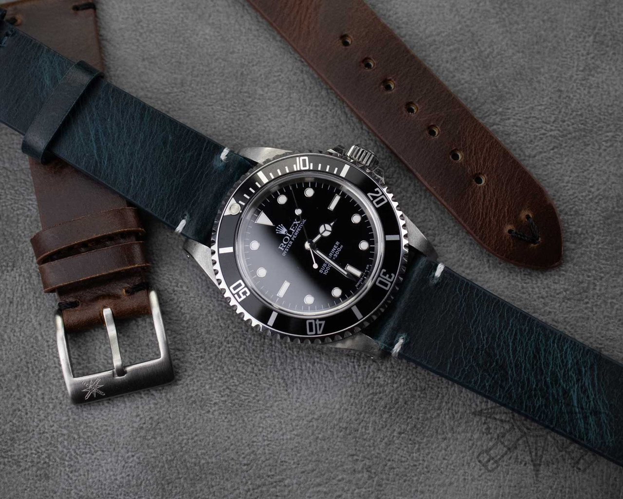 Vintage Dark Petrol Leather Watch Band – Unique Design
