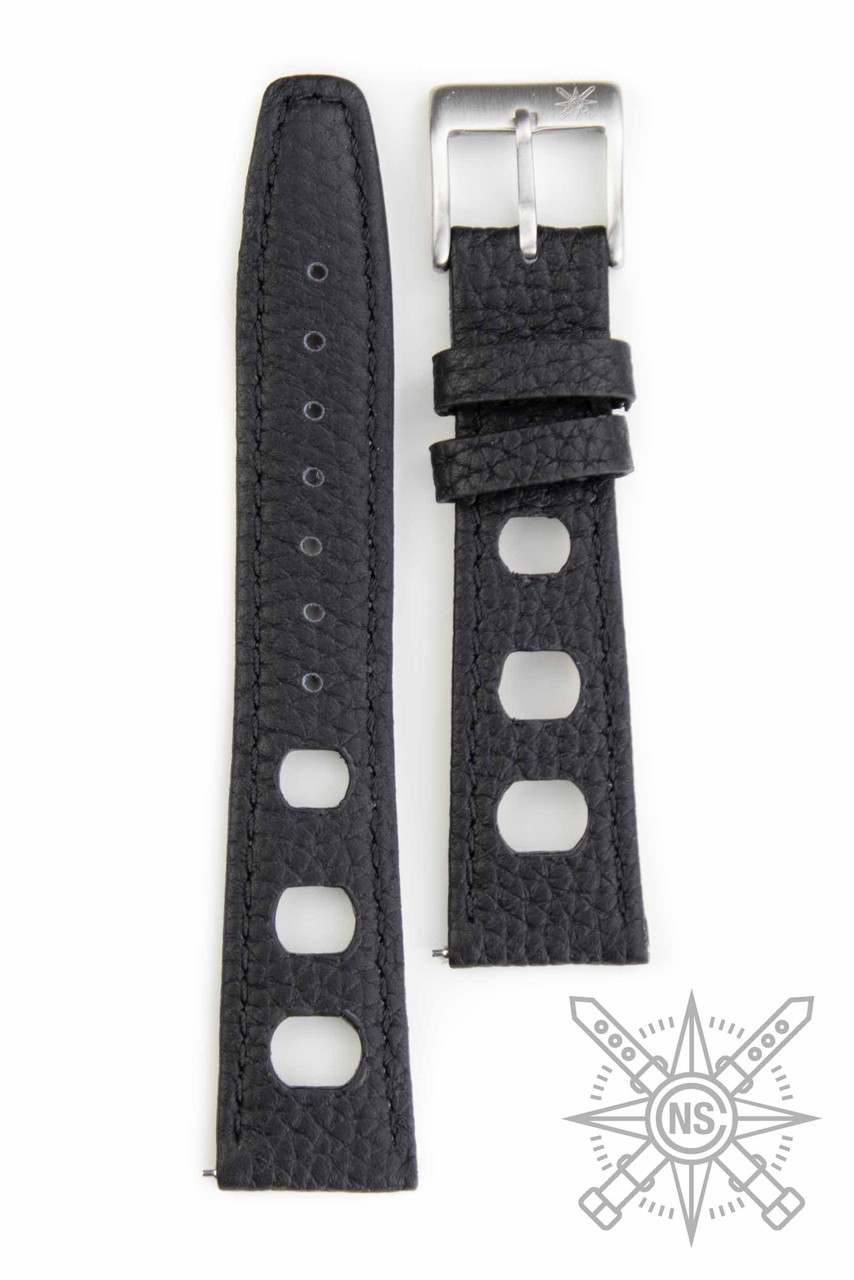 Black Rally Watch Strap – Classic Racing Style Strap