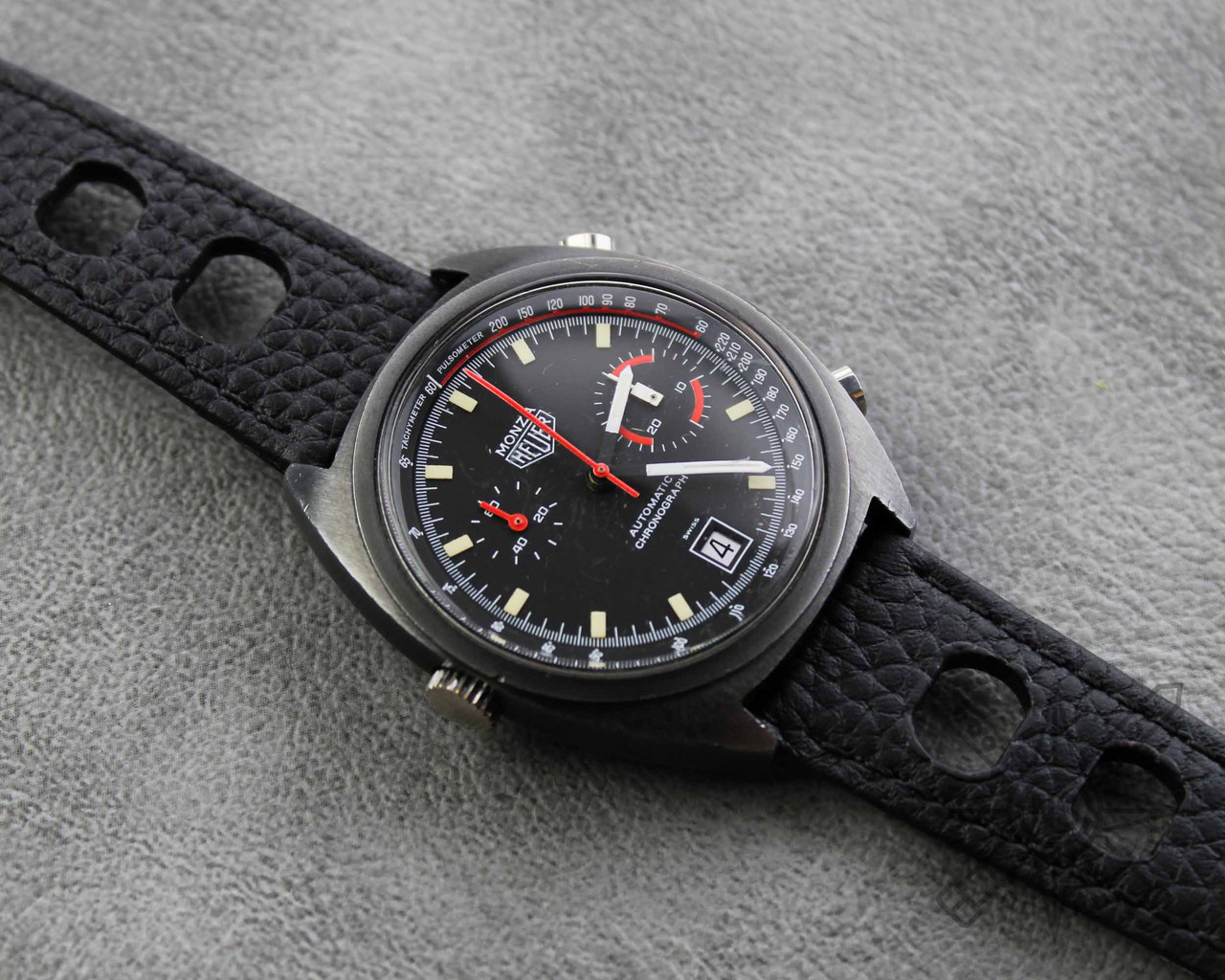 Black Rally Watch Strap – Classic Racing Style Strap