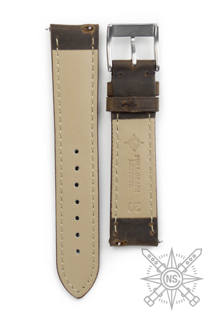 Oiled Espresso Leather Watch Band – Padded Classic Strap