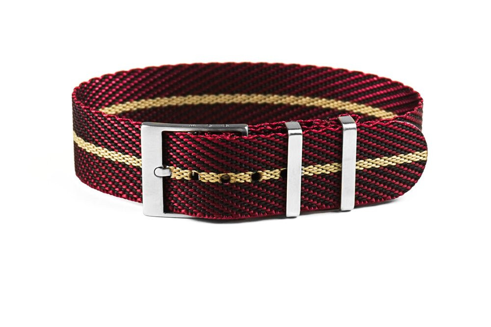 Adjustable Burgundy Barley Nylon Watch Strap – Single Pass