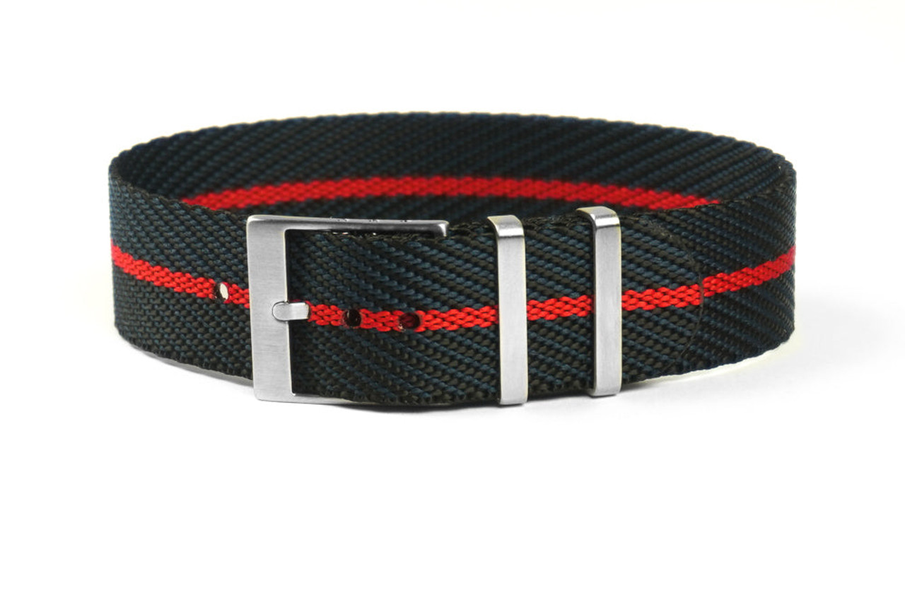 Adjustable Single Pass Strap Midnight and Red CNS & Watch Bands