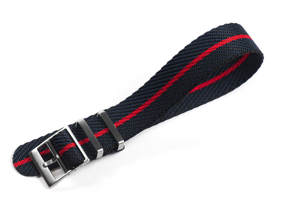 Adjustable Midnight Red Nylon Watch Strap – Single Pass Fit