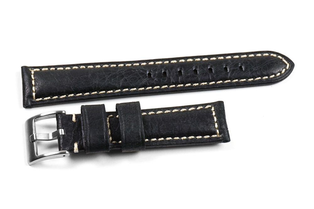 Black Leather Watch Band – Bronco Rugged Classic