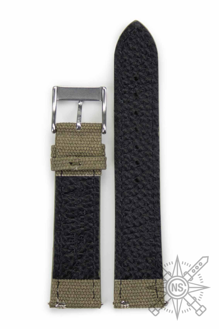 Khaki Green Canvas Watch Strap – Rugged Field Style