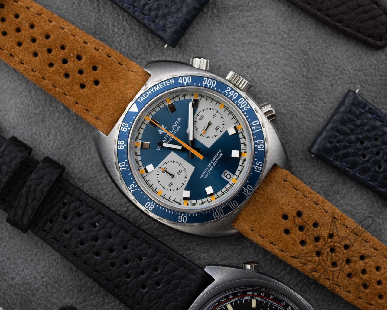 Monza Golden Brown Suede Racing Watch Band