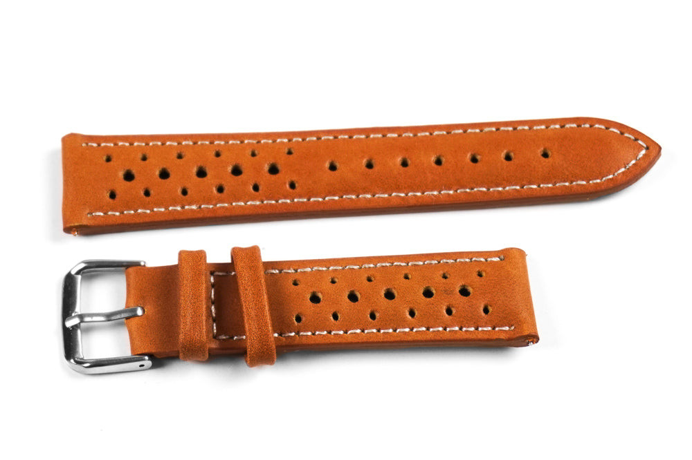 Monza Oak Racing Watch Band with White Stitching
