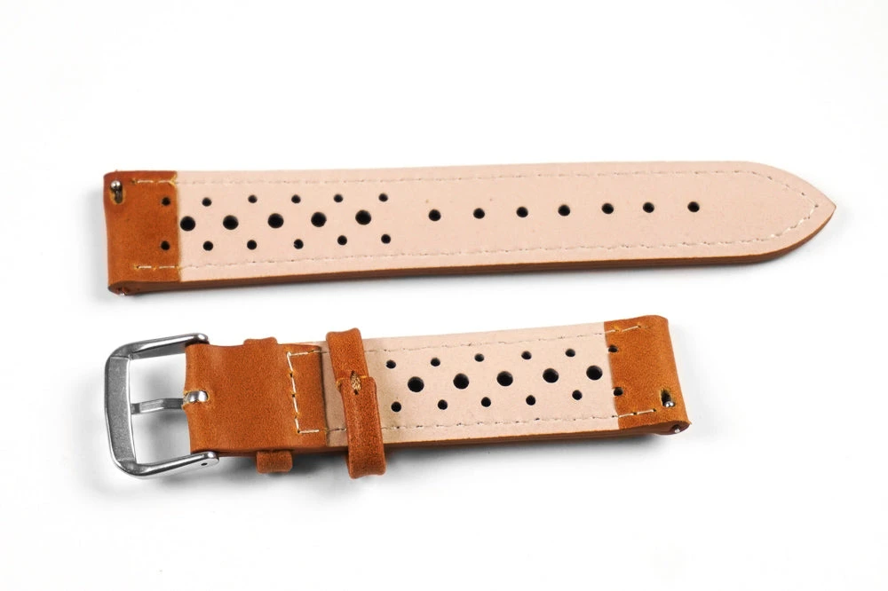 Monza Oak Racing Watch Band with White Stitching