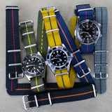 Ribbed strap Navy and Orange | CNS Watch Bands