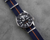 Navy and orange nylon watch strap