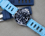 Teal blue diver rubber watch strap