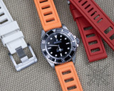 Orange rubber dive watch strap