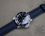 Sailcloth watch strap navy blue on a Rolex Submariner