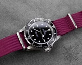 Purple nylon watch strap on a rolex submariner