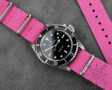 Pink nylon watch strap on a rolex submariner