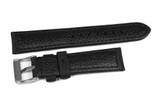 Kvarnsjö Leather Bronco watch band Bronco Black Nubuck with Black stitching