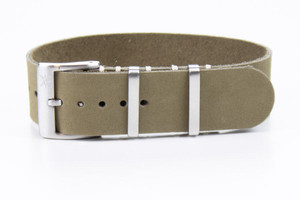 Kvarnsjö Leather Vintage Single Pass Leather Strap Single Pass Leather Strap Olive Nubuck