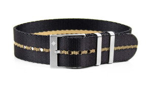 CNS Watch Bands Adjustable Single Pass Strap Adjustable Ridge Single Pass Strap Black and Beige CNS Watch Bands Adjustable Single Pass Strap Adjustable Ridge Single Pass Strap Black and Beige