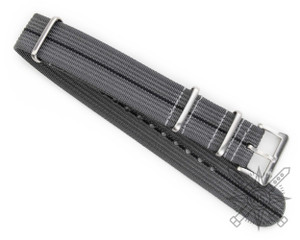 Black and grey ribbed nylon watch strap