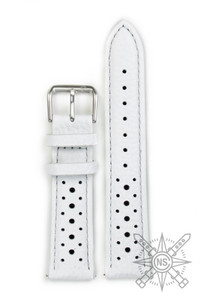 Monza white racing leather watch strap