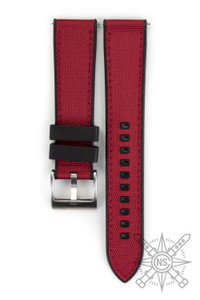 Red sailcloth & FKM rubber watch strap