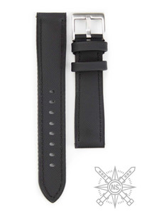 Black sailcloth & FKM rubber watch strap Black sailcloth & FKM rubber watch strap