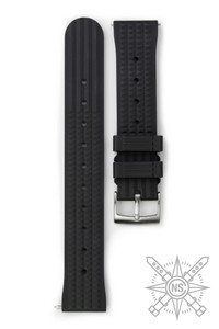 Waffle rubber watch strap black