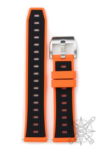 Orange and black silicone watch strap