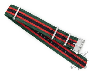 Original nylon watch strap in green red and black