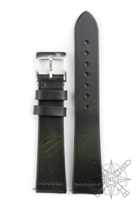 Green leather watch strap