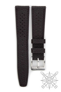 Monza dark brown full grain leather watch band