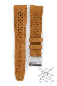 Monza golden brown suede racing leather watch band