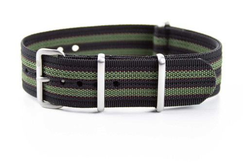 Ribbed strap Black, Red and Green "James Bond" | CNS & Watch Bands
