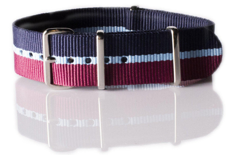 CNS Watch Bands Standard Strap Standard Strap Maroon, Light Blue and Navy