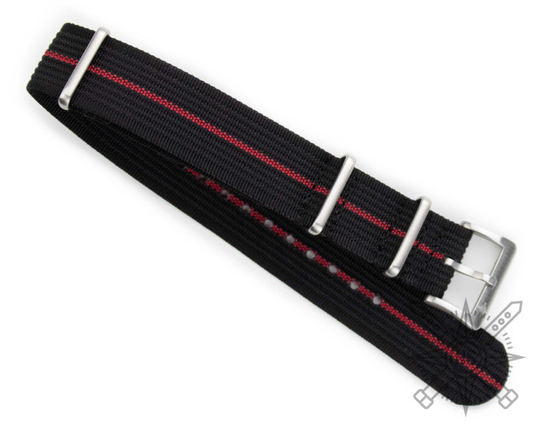 Black and red nylon watch strap