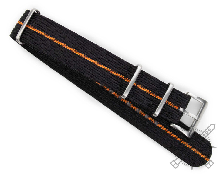 Black and orange nylon watch strap