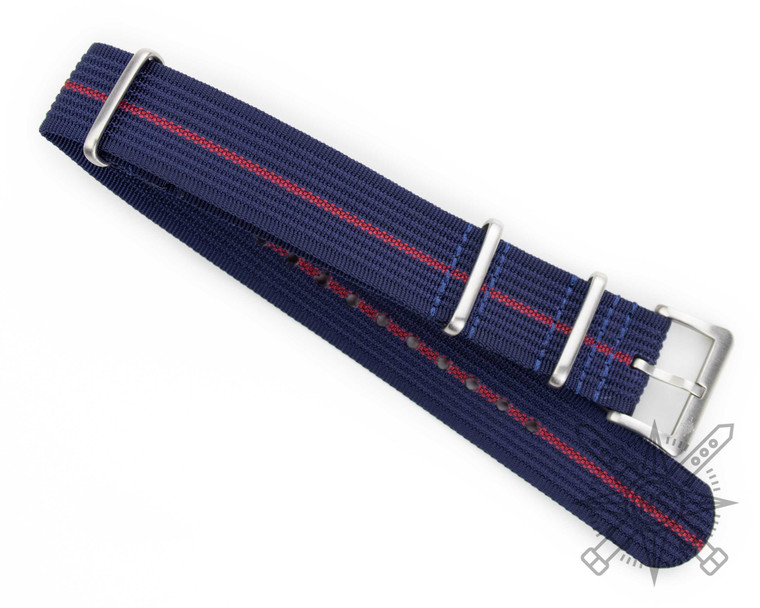 Navy and red nylon watch strap