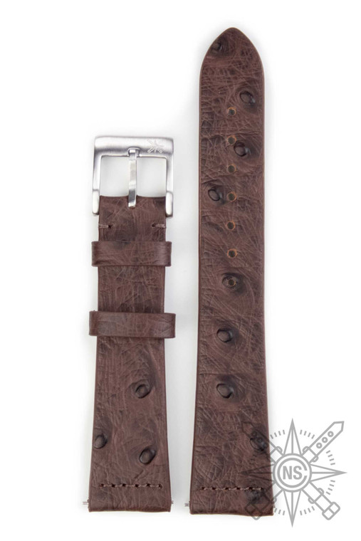 Dark brown ostrich watch strap
