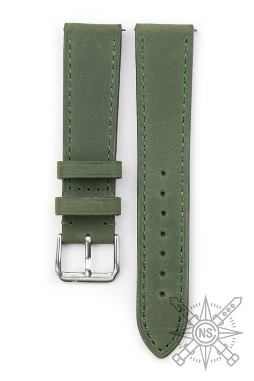 Green leather watch band