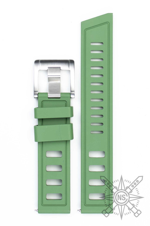 Green diver rubber watch strap