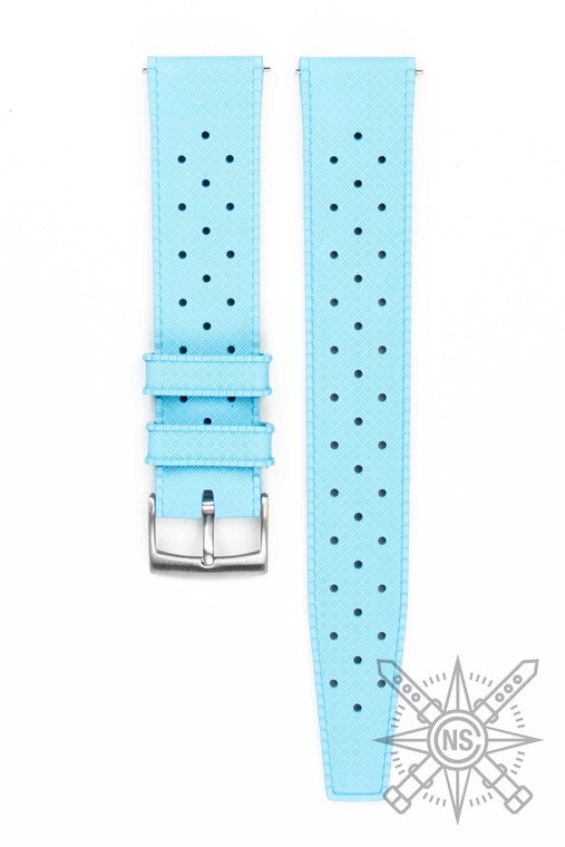 Blue tropic rubber watch strap