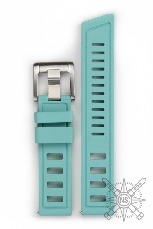 Teal rubber dive watch strap