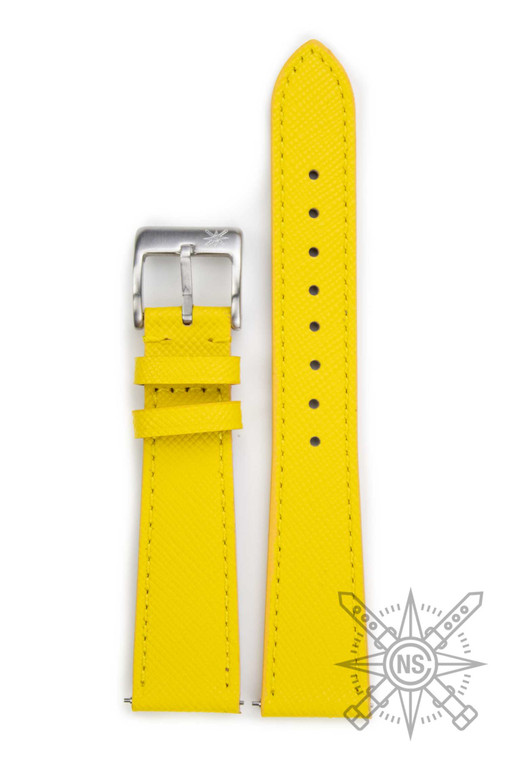 Yellow Saffiano Leather Watch Strap