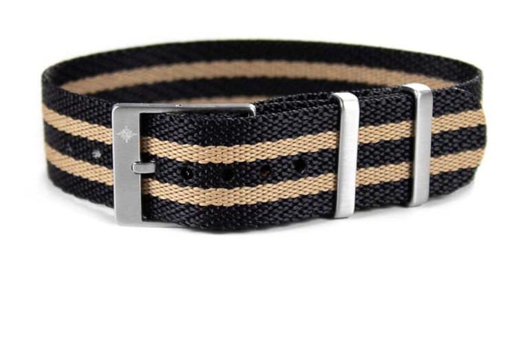 CNS Watch Bands Adjustable Single Pass Strap Adjustable Single Pass Strap Black and Tan