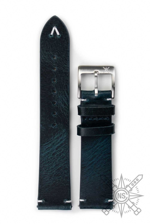 Dark blue leather watch band