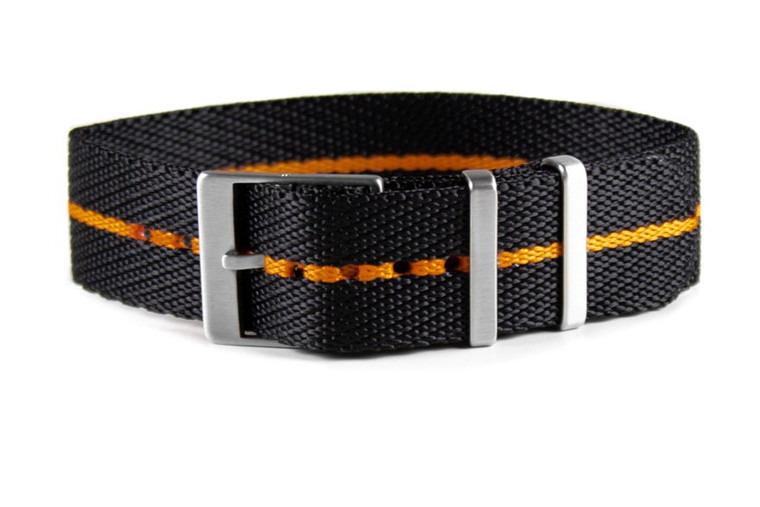 CNS Watch Bands Adjustable Single Pass Strap Adjustable Single Pass Strap Black and Orange