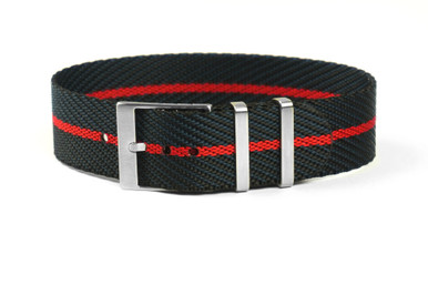 Adjustable Midnight Red Nylon Watch Strap – Single Pass Fit
