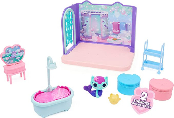 Gabby's Dollhouse Deluxe Room Primp and Pamper Bathroom with Mercat Figure