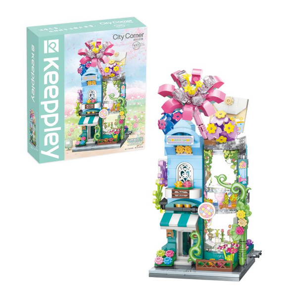 Keepplay City Corner Greenness Flower Store Building Blocks