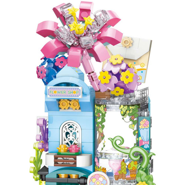 Keepplay City Corner Greenness Flower Store Building Blocks